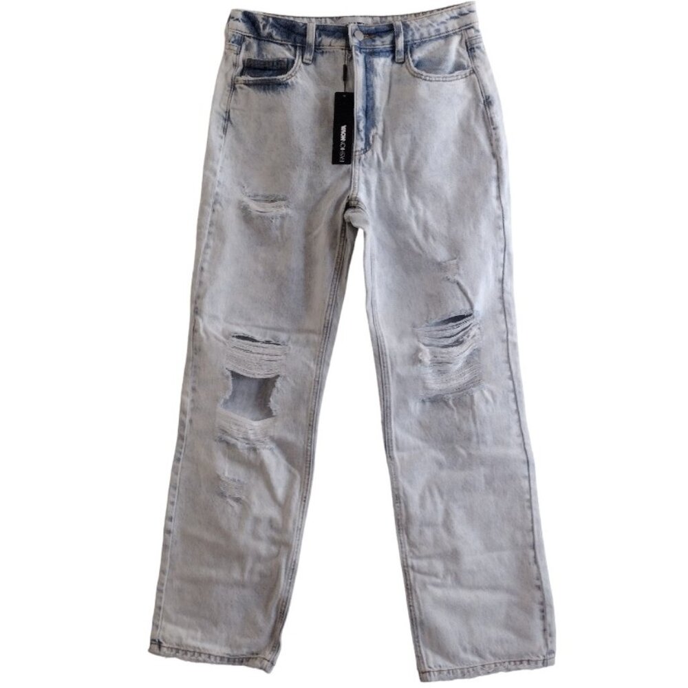 Fashion Nova Woman Ripped Straight Leg Jeans Size 9